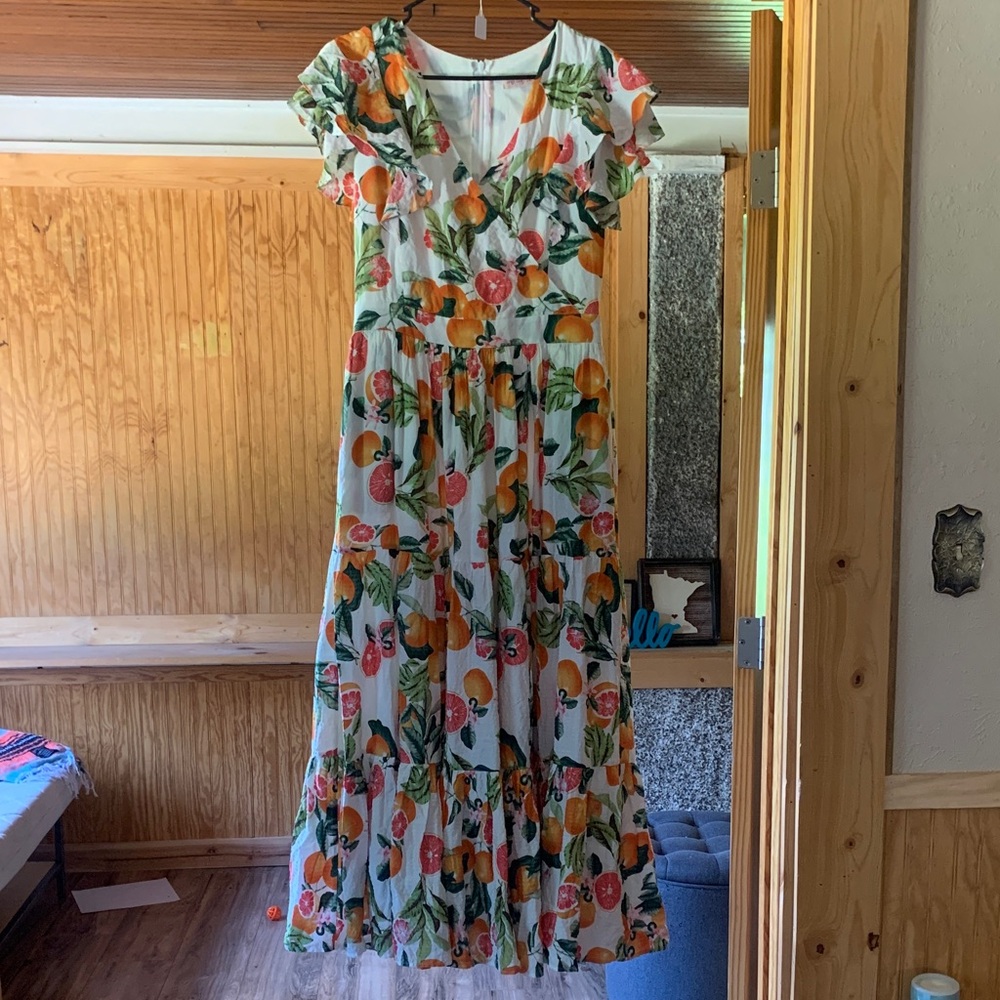 Women's Ivy City Co. Trixie Dress in Citrus Maxi Tiered A-line Size 10 - Picture 2 of 10